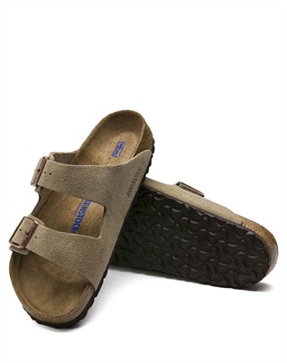 Arizona Soft Footbed Suede Leather Sandal - Taupe